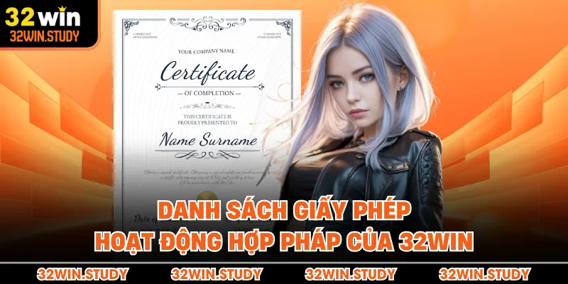 Danh sách giấy phép hoạt động hợp pháp của 32WIN